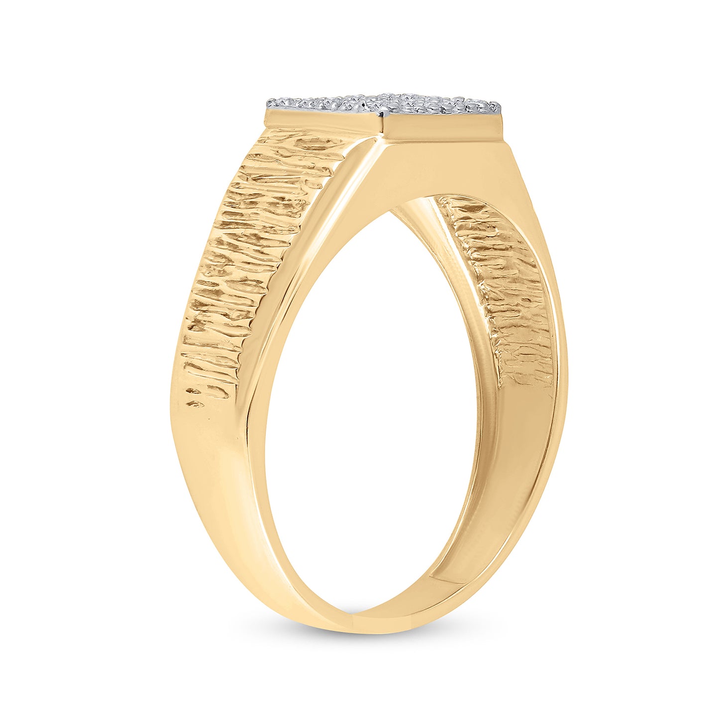 10K Yellow Gold Men's Round Diamond Square Cluster Ring 1/8ctw, Men's Size: 7-13