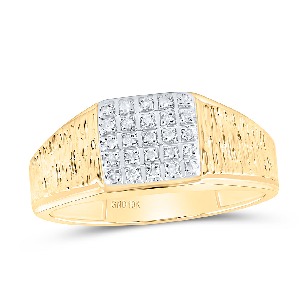 10K Yellow Gold Men's Round Diamond Square Cluster Ring 1/8ctw, Men's Size: 7-13