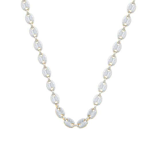 10K Yellow Gold 13 1/2 Ct Diamond Mens Chain