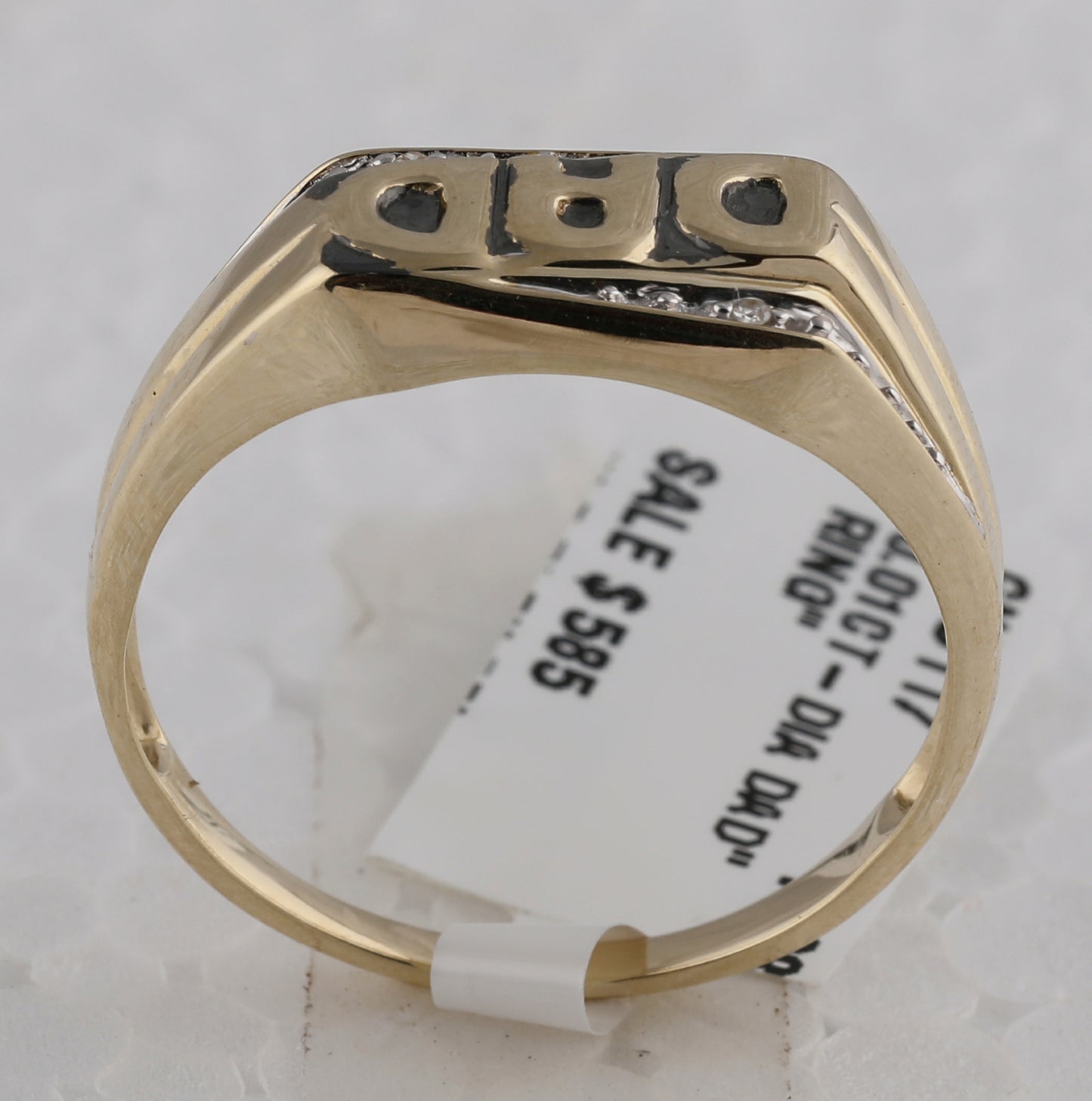 10K Yellow Gold Mens Round Diamond Dad Father Ring .01 Cttw, Mens Size: 7-13