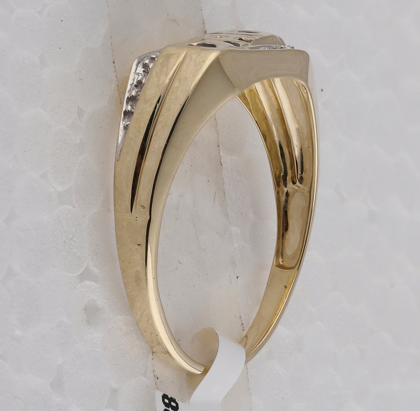 10K Yellow Gold Mens Round Diamond Dad Father Ring .01 Cttw, Mens Size: 7-13