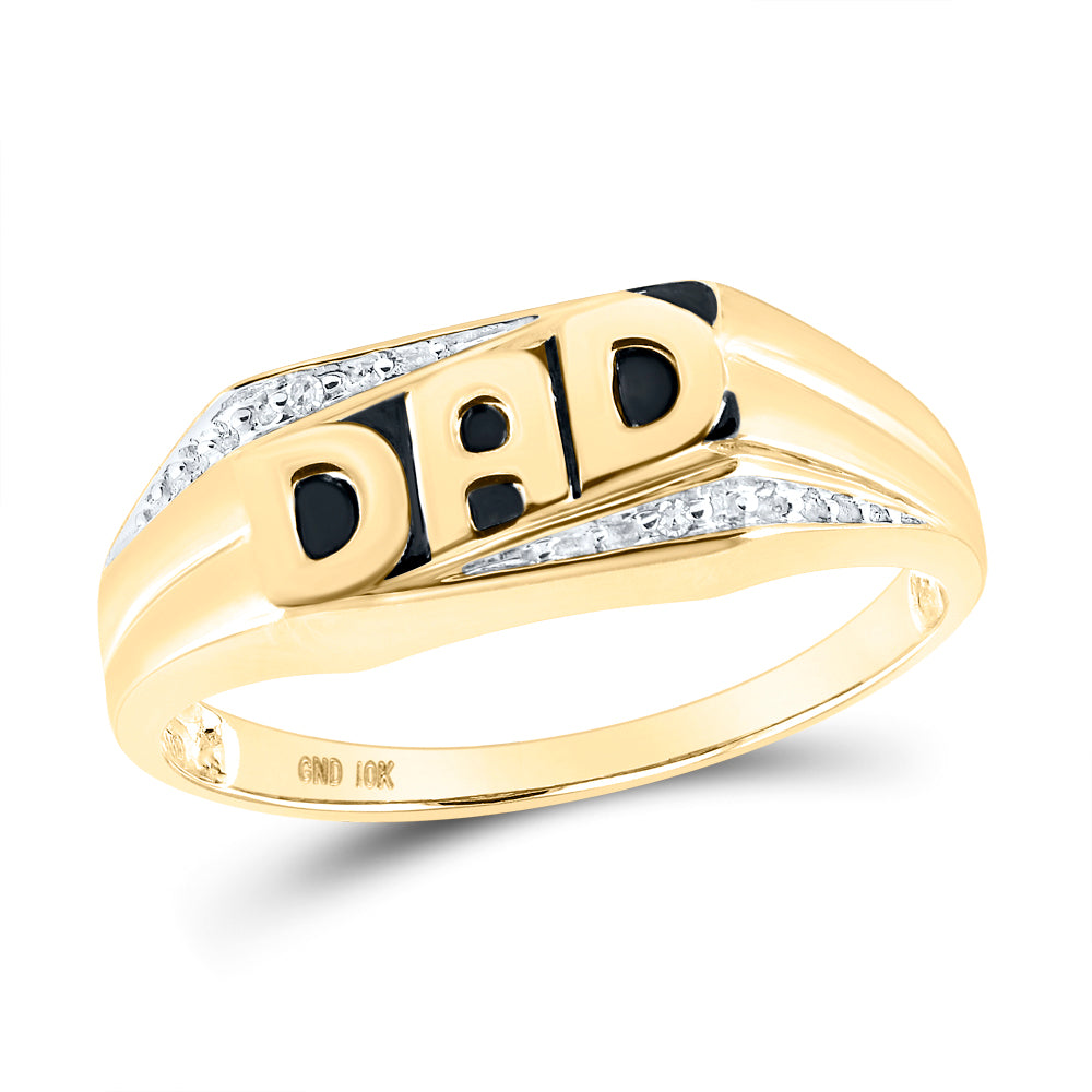 10K Yellow Gold Mens Round Diamond Dad Father Ring .01 Cttw, Mens Size: 7-13