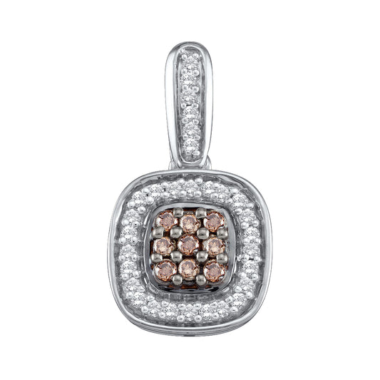 14kt White Gold 1/4 Cttw Diamond Fashion Brown Pendant