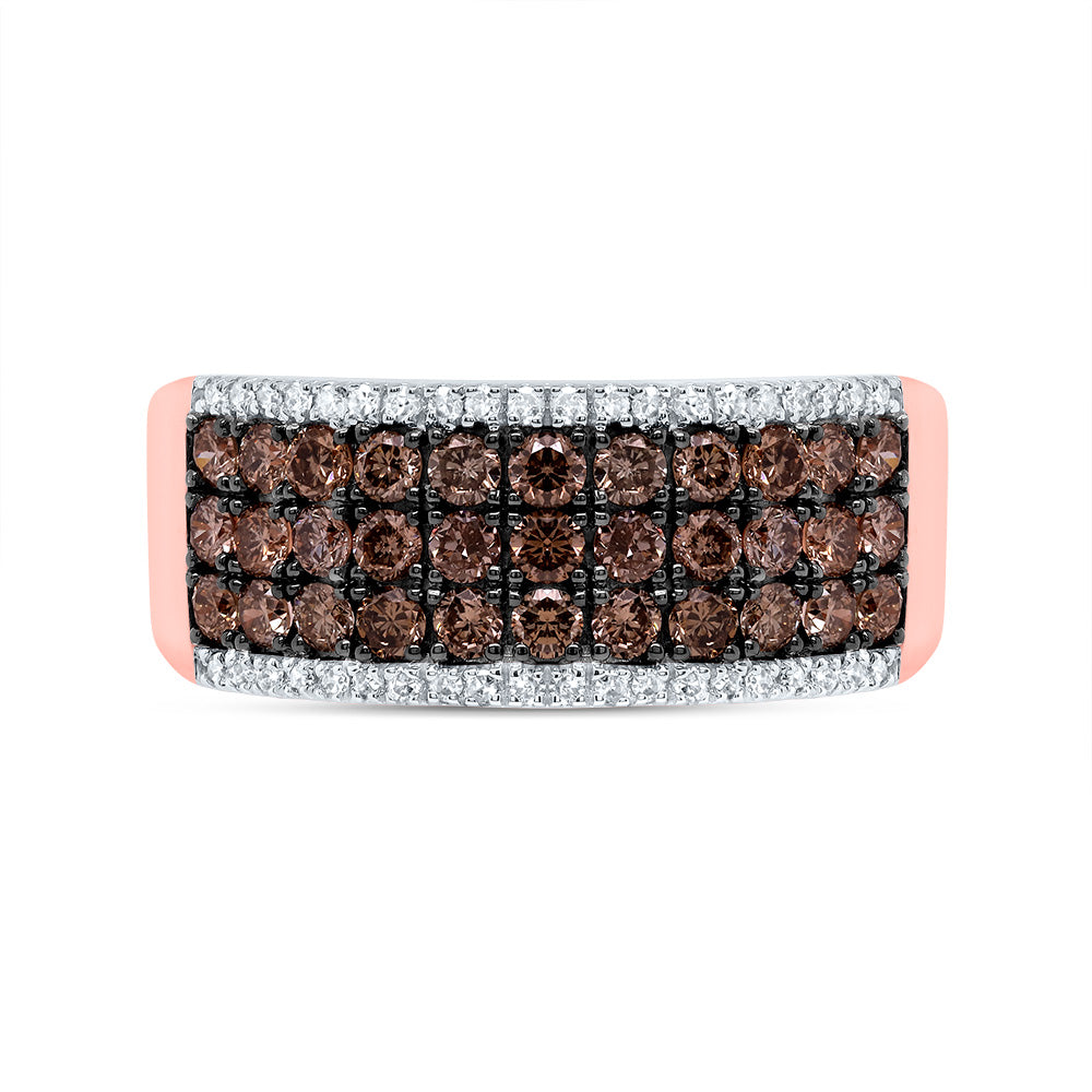 14kt Rose Gold Womens Round Brown Diamond Band Wedding Engagement Anniversary Ring 1.00 Cttw, Women Size: 5-9