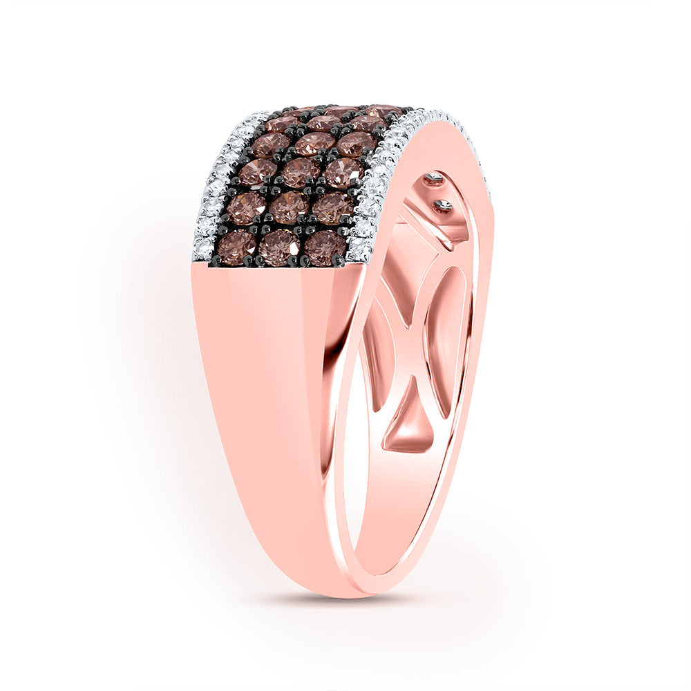 14kt Rose Gold Womens Round Brown Diamond Band Wedding Engagement Anniversary Ring 1.00 Cttw, Women Size: 5-9