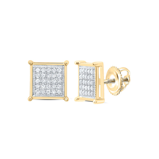 10kt Yellow Gold 1/6 Cttw Diamond Micro-pave Earrings