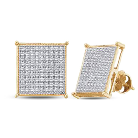 10kt Yellow Gold 1/5 Cttw Diamond Micro-pave Earrings