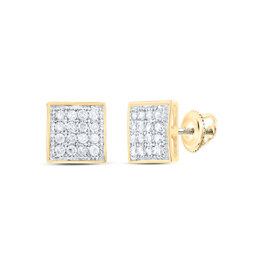 10kt Yellow Gold 1/10 Cttw Diamond Micro-pave Earrings