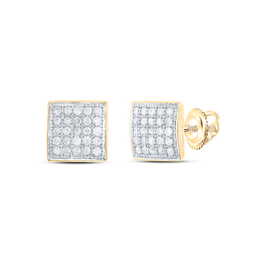 10kt Yellow Gold 1/6 Cttw Diamond Micro-pave Earrings