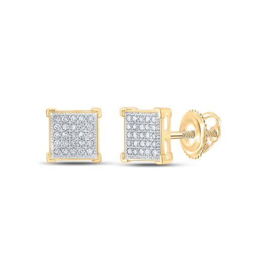 10kt Yellow Gold 1/6 Cttw Diamond Micro-pave Earrings