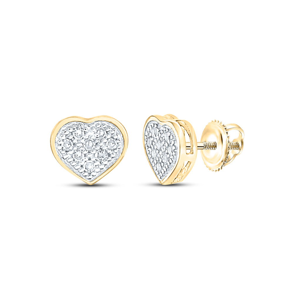 10K White Or Yellow Gold Womens Round Diamond Heart Cluster Earrings