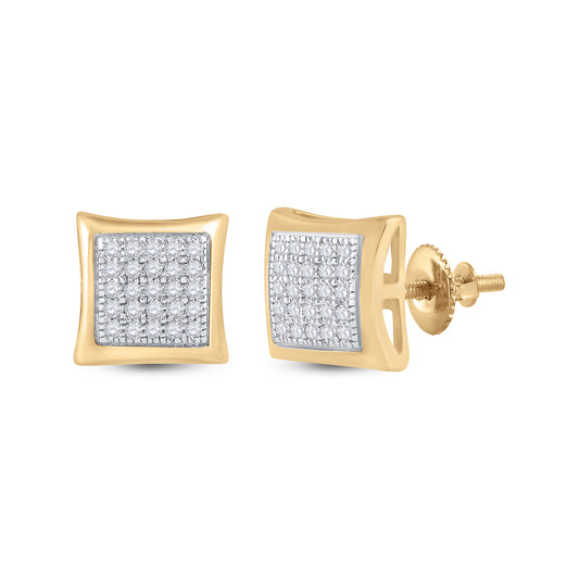 10kt Yellow Gold 1/6 Cttw Diamond Micro-pave Earring