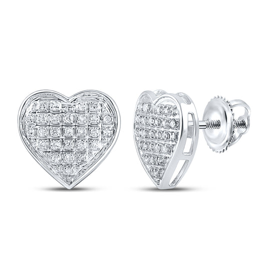 10kt White Gold 1/6 Cttw Diamond Heart Earring