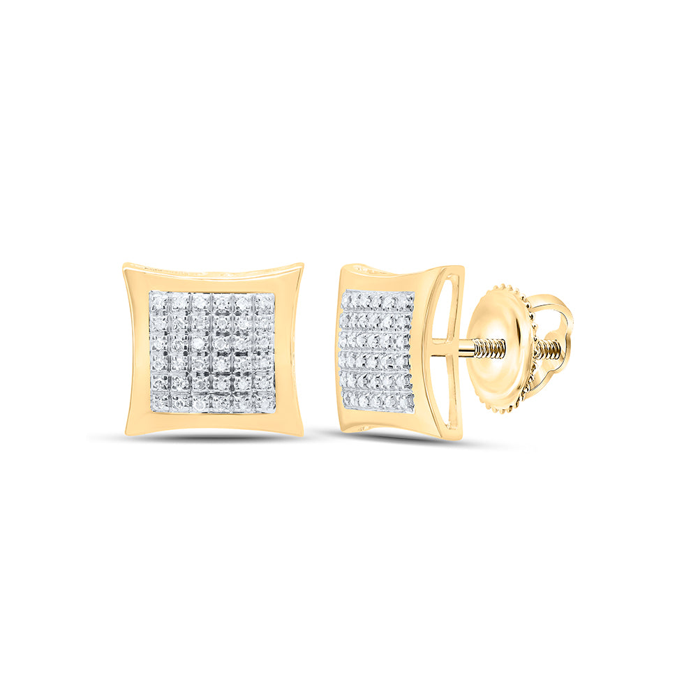 10K Yellow Gold Round Diamond Kite Square Earrings 1/5 Cttw, Length: 0.46 In, Width: 0.47 In