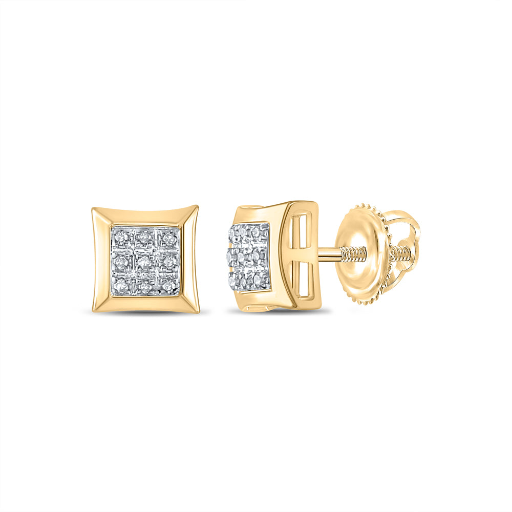 10K White Or Yellow Gold Round Diamond Square Earrings