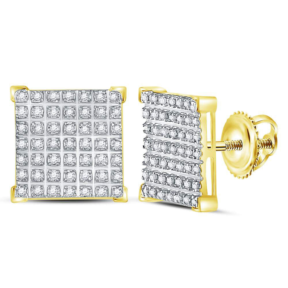 10K Yellow Or White Gold Round Diamond Square Cluster Earrings 1/3 Cttw