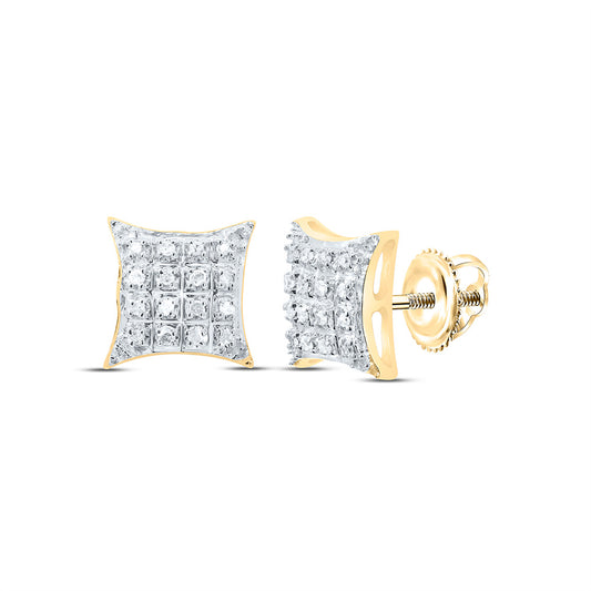 10kt Yellow Gold 1/10 Cttw Diamond Micro-pave Square Earring