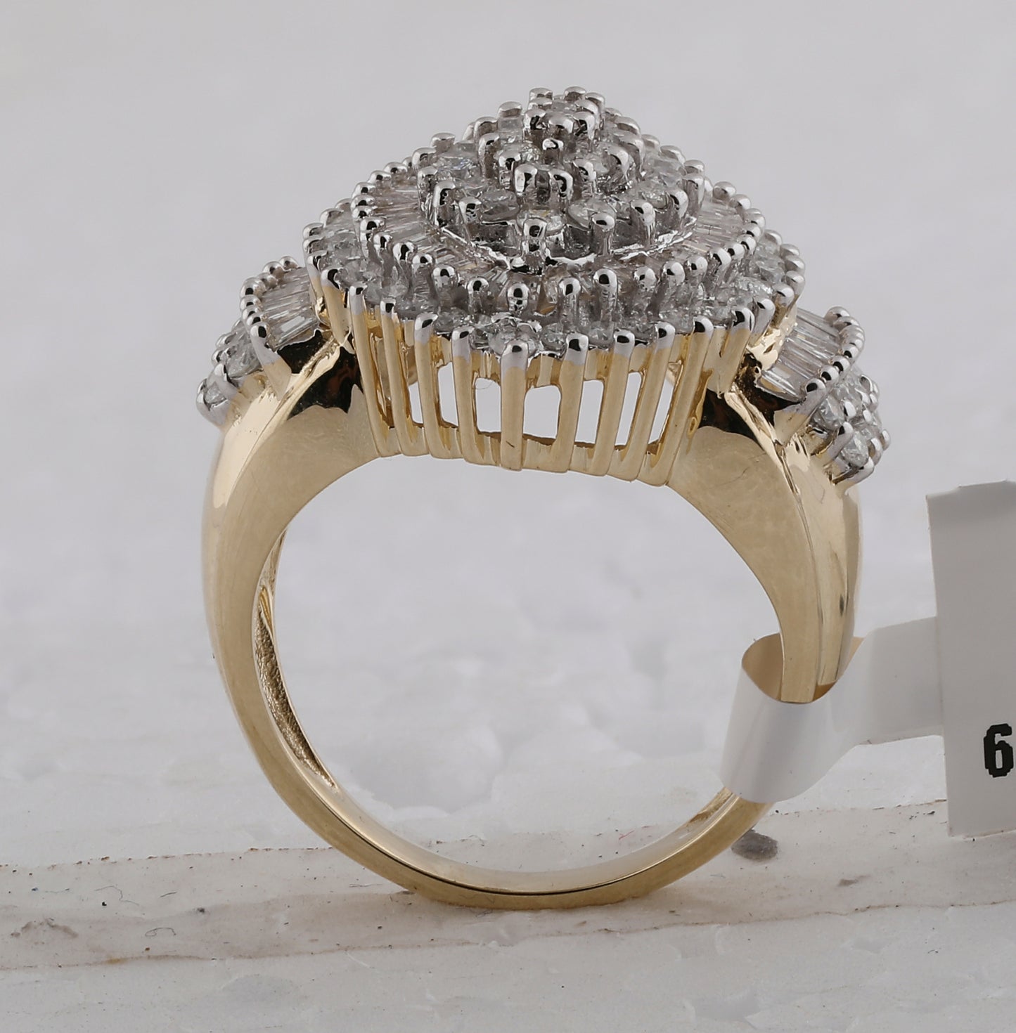 10K Yellow Gold Womens Round Diamond Oval Cluster Ring 2 Cttw, Womens Size: 5-10