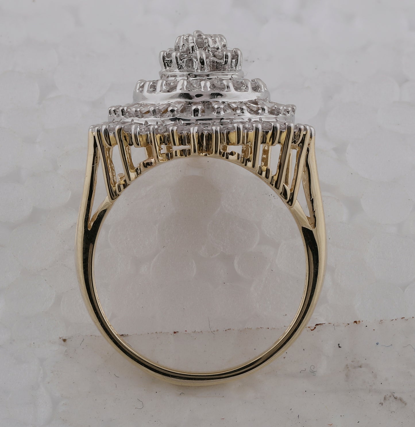 10K Yellow Gold Womens Round Diamond Teardrop Cluster Ring 7/8 Cttw, Womens Size: 5-10