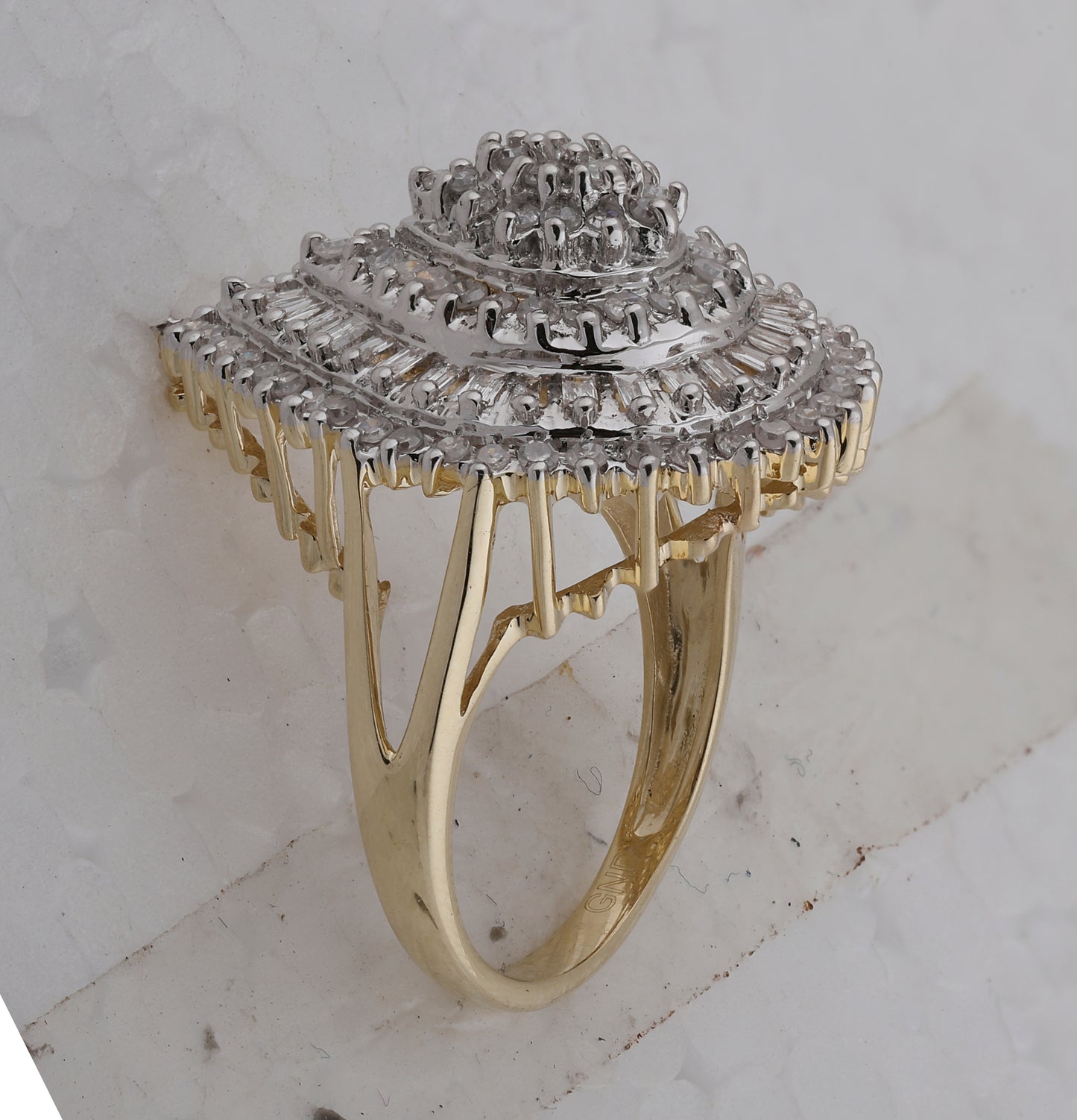 10K Yellow Gold Womens Round Diamond Teardrop Cluster Ring 7/8 Cttw, Womens Size: 5-10