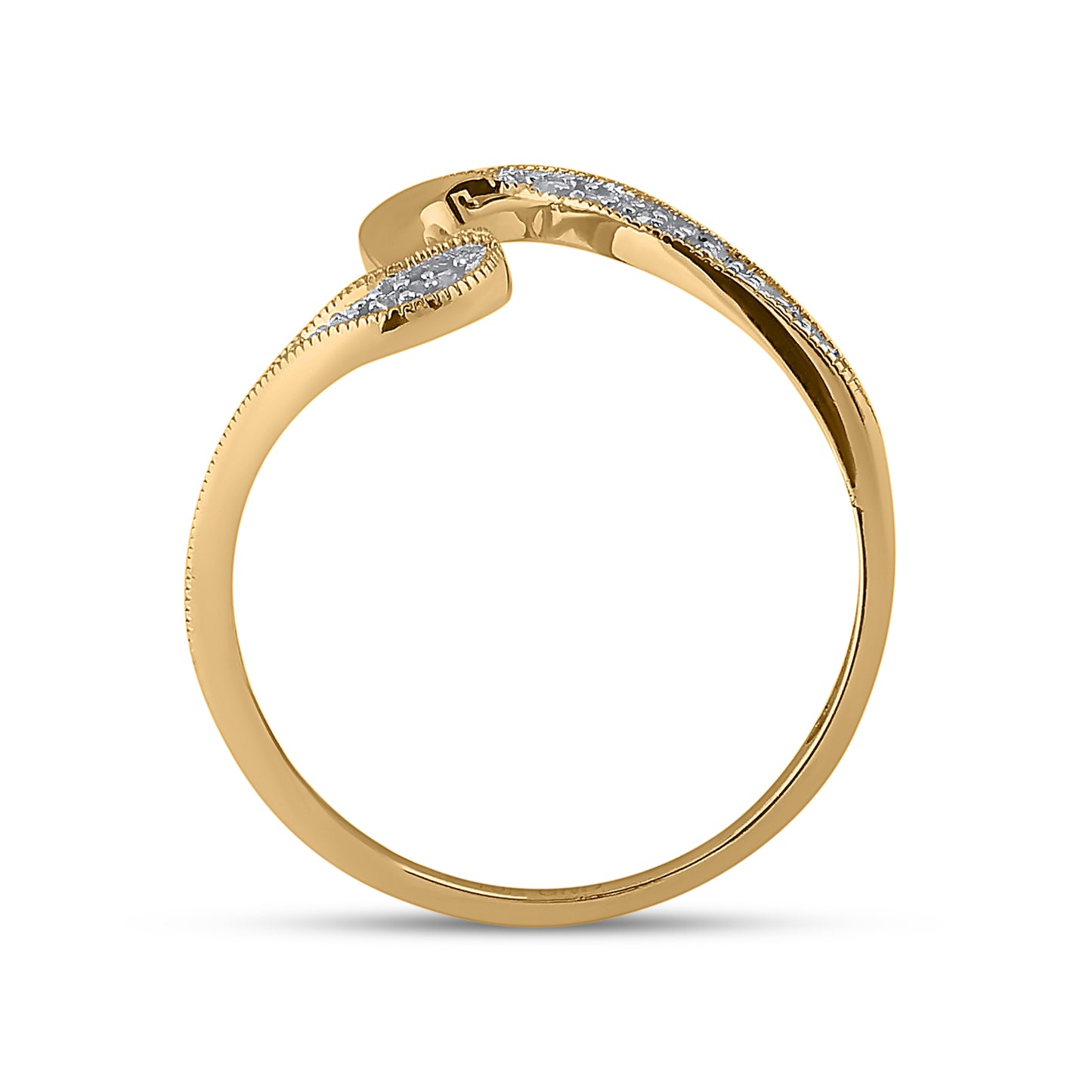10K Yellow Gold Womens Round Diamond S Curve Band Ring 1/20 Cttw, Womens Size: 5-10