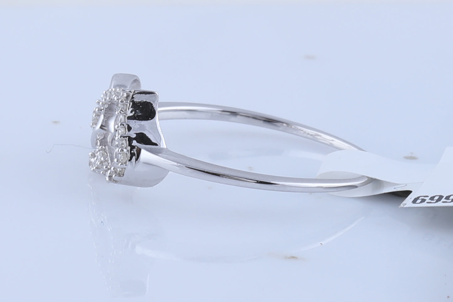 10K White Gold Womens Round Diamond Double Heart Ring 1/20 Cttw, Womens Size: 5-10