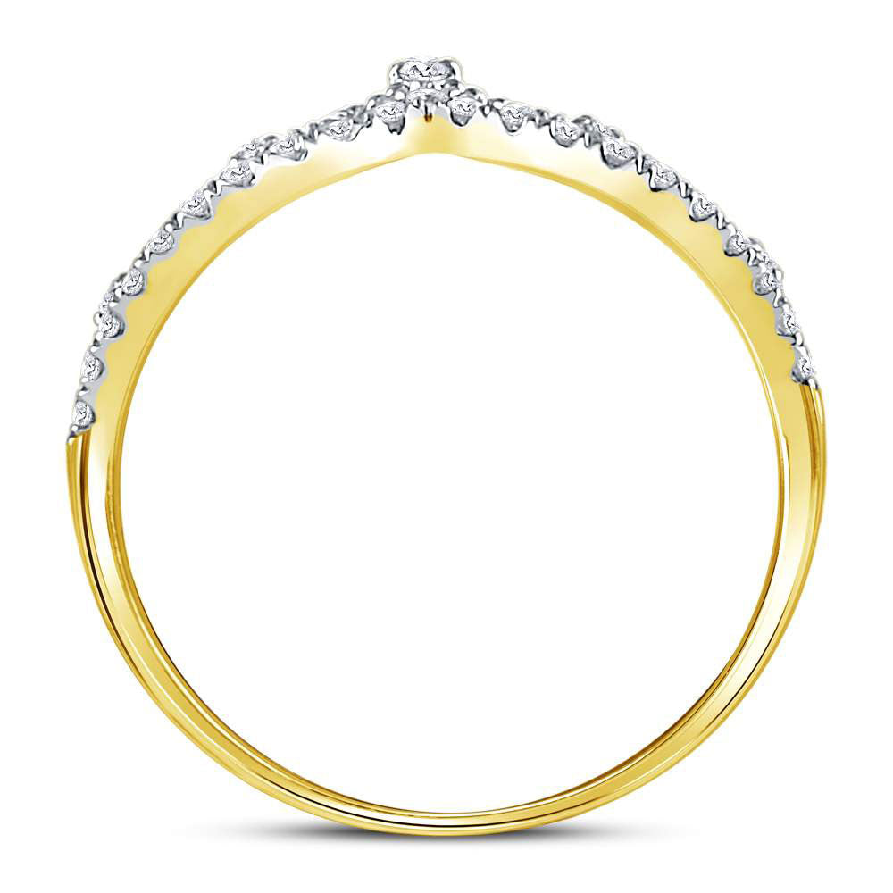 10K Yellow Or White Or Rose Gold Womens Round Diamond Crown Tiara Fashion Band Ring , Womens Size: 5-10