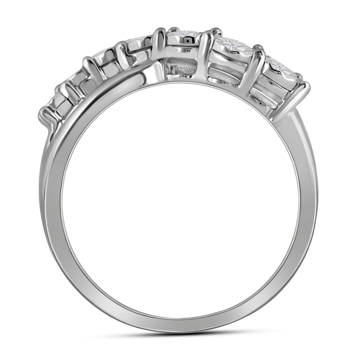 Sterling Silver Womens Round Diamond Band Ring 1/8 Cttw, Womens Size: 5-10