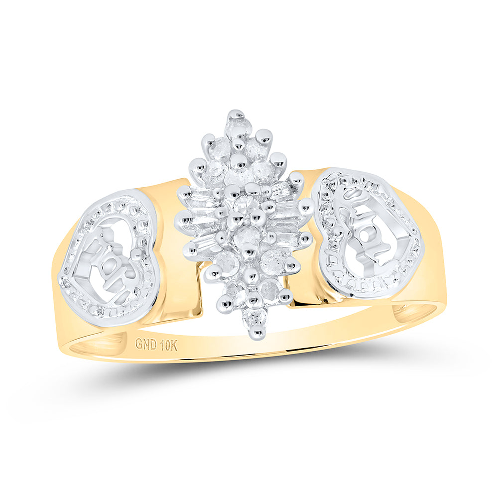 10K Yellow Gold Womens Round Diamond Mom Ring 1/8 Cttw, Womens Size: 5-10