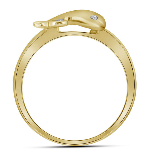 10kt Yellow Gold Womens Round Diamond Slender Dolphin Animal Fish Wedding Engagement Anniversary Ring 1/20 Cttw, Women Size: 5-9
