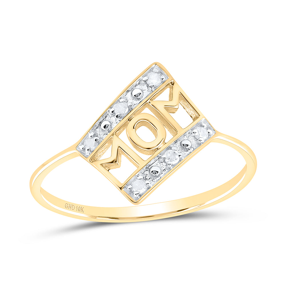 10K Yellow Gold Womens Round Diamond Mom Accent Ring 1/20 Cttw, Womens Size: 5-10