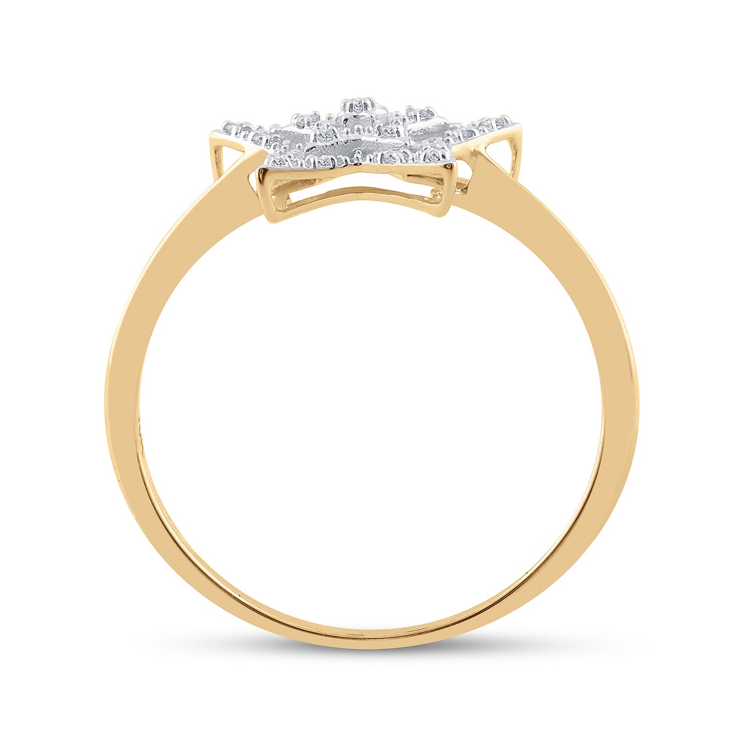 10K Yellow Gold Womens Round Diamond Star Ring 1/20 Cttw, Womens Size: 5-10