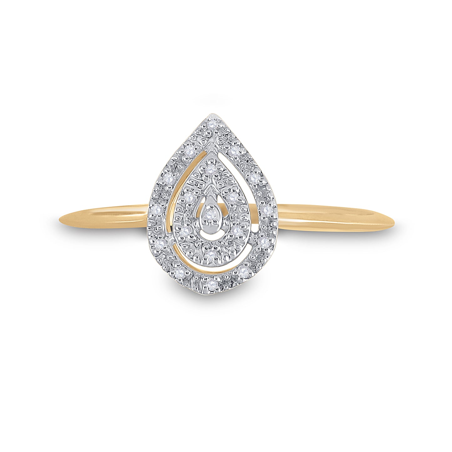 10K Yellow Gold Womens Round Diamond Teardrop Ring 1/20 Cttw, Womens Size: 5-10