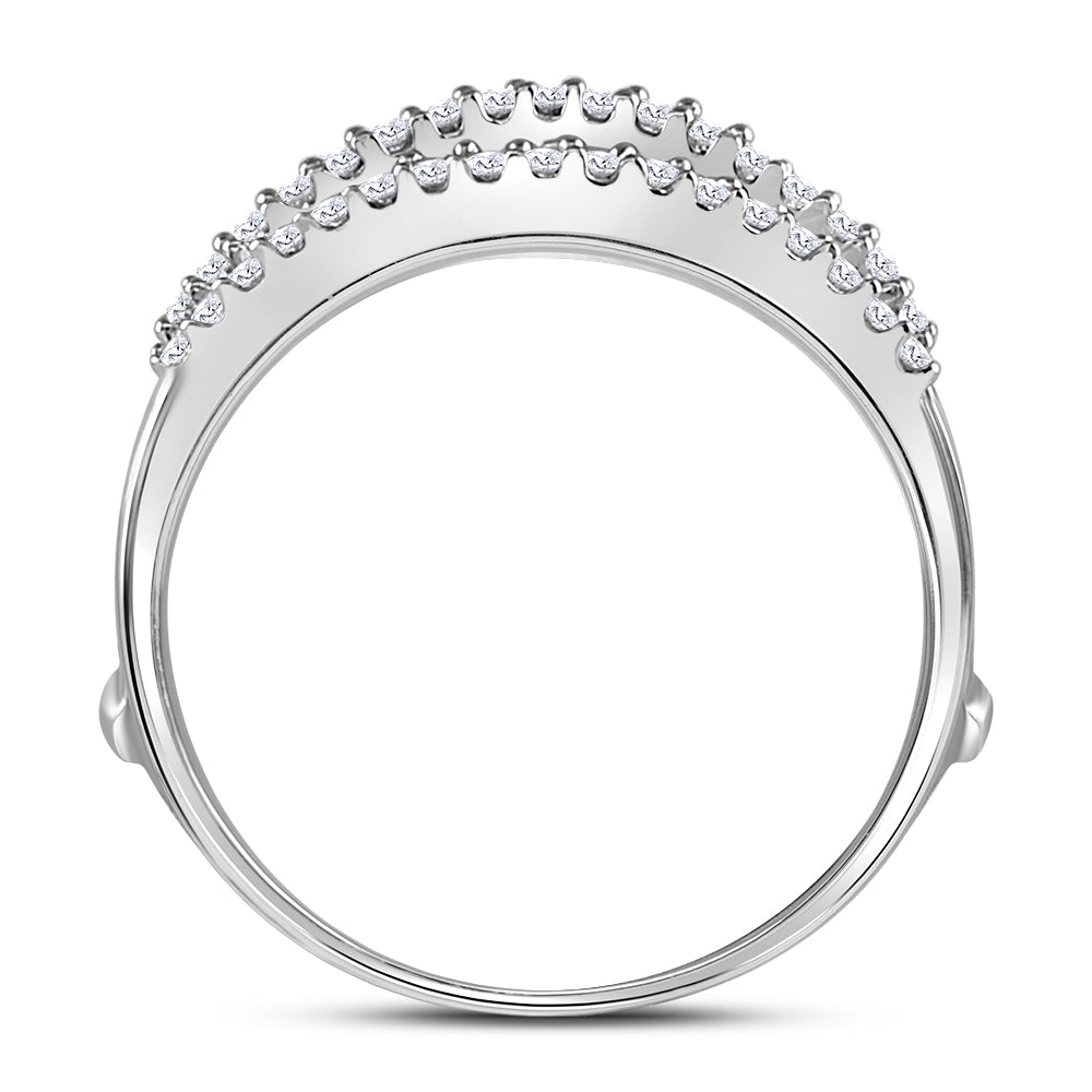 14K White Or Yellow Gold Womens Round Diamond Ring Guard Wrap Enhancer Wedding Band , Womens Size: 5-10
