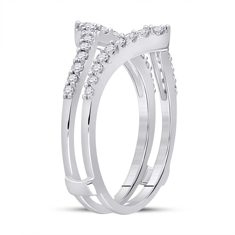 14K White Gold Womens Round Diamond Ring Guard Wrap Enhancer Wedding Band 1/2 Cttw, Womens Size: 5-10