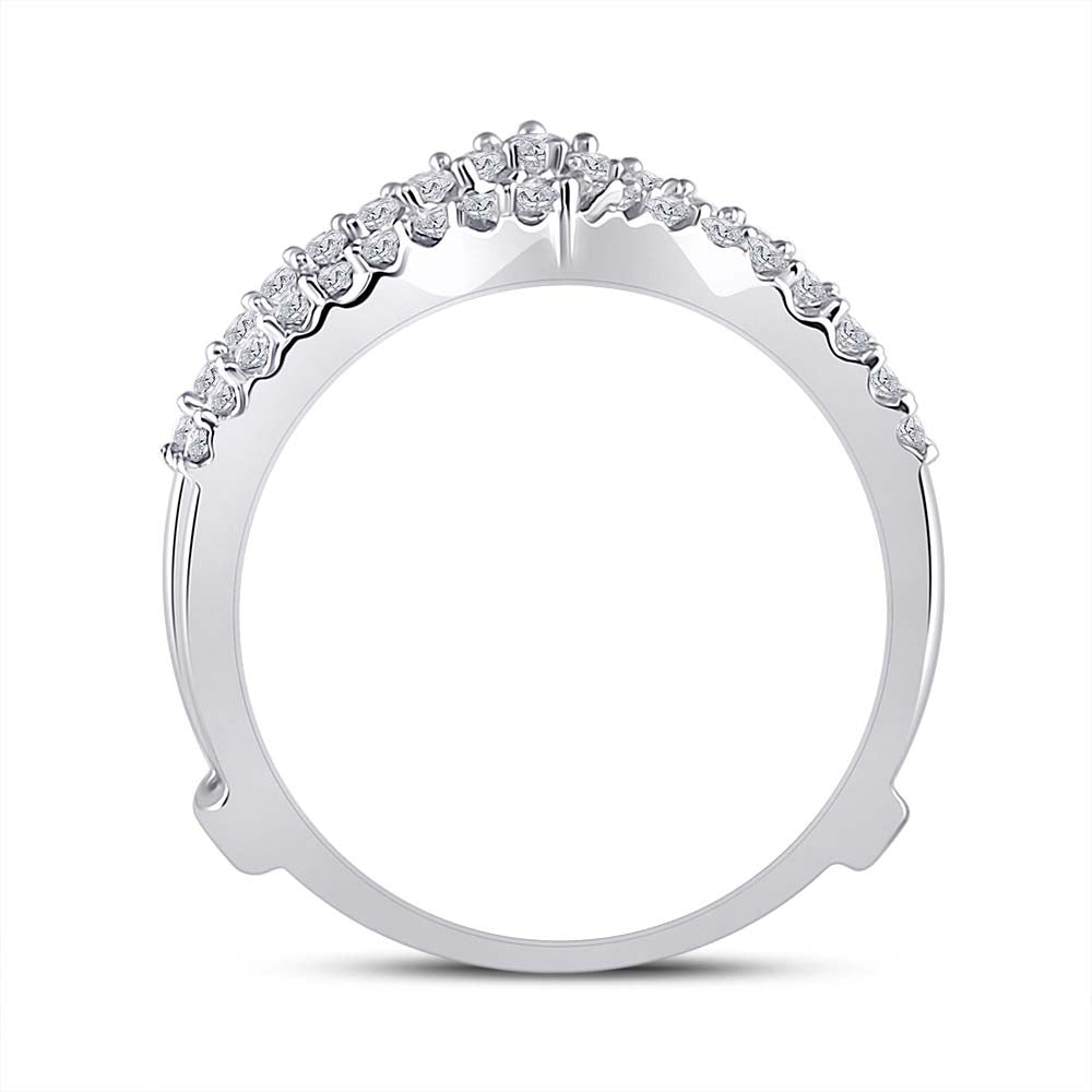 14K White Gold Womens Round Diamond Ring Guard Wrap Enhancer Wedding Band 1/2 Cttw, Womens Size: 5-10
