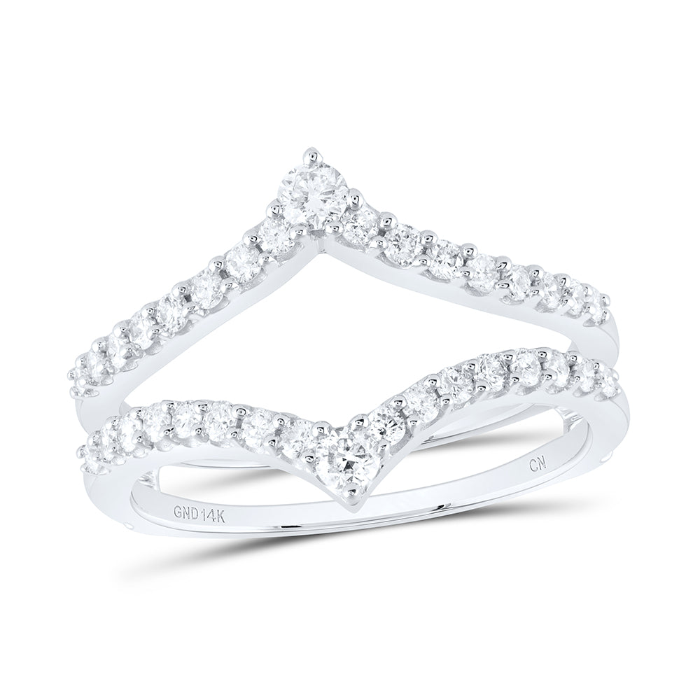 14K White Gold Womens Round Diamond Ring Guard Wrap Enhancer Wedding Band 1/2 Cttw, Womens Size: 5-10