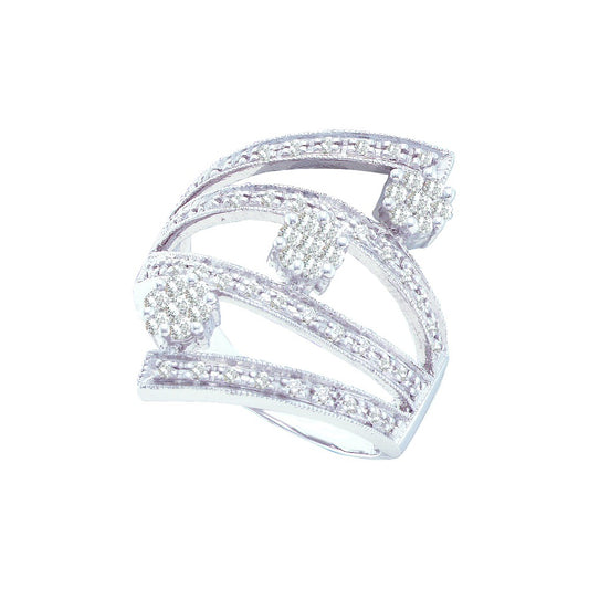14kt White Gold 1/2 Cttw Diamond Wedding Engagement Anniversary Flower Ring, Women Size: 5-9