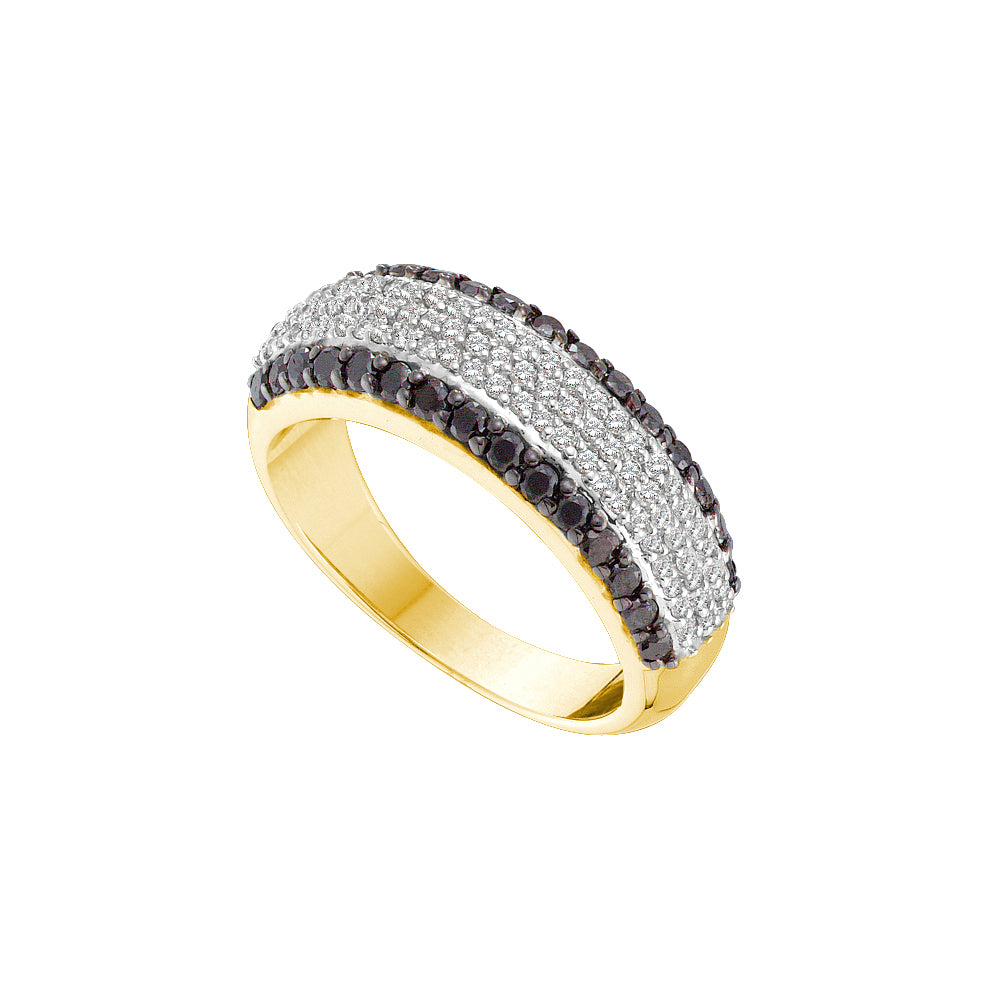 14kt Yellow Gold 1 Cttw Diamond Black Diamond Wedding Engagement Anniversary Band, Women Size: 5-9