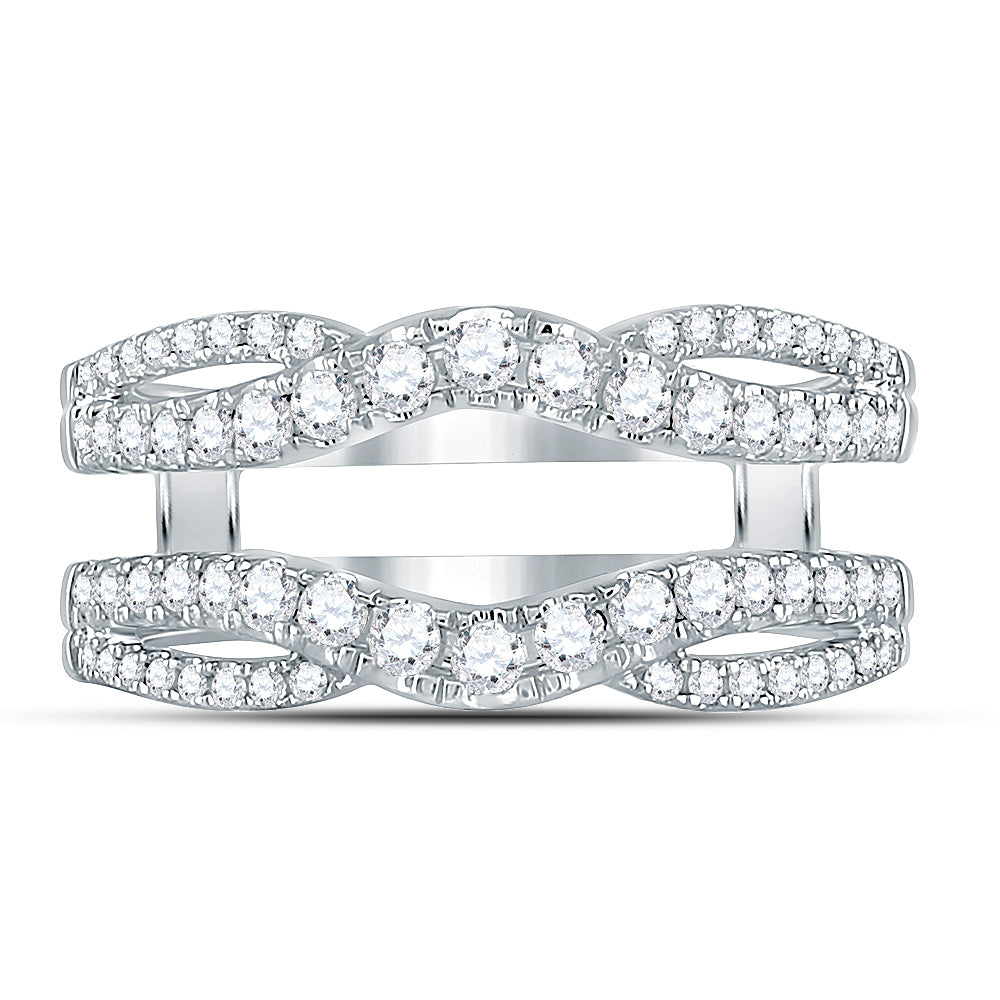 14K White Gold Womens Round Diamond Wrap Ring Guard Enhancer 5/8 Cttw, Womens Size: 5-10