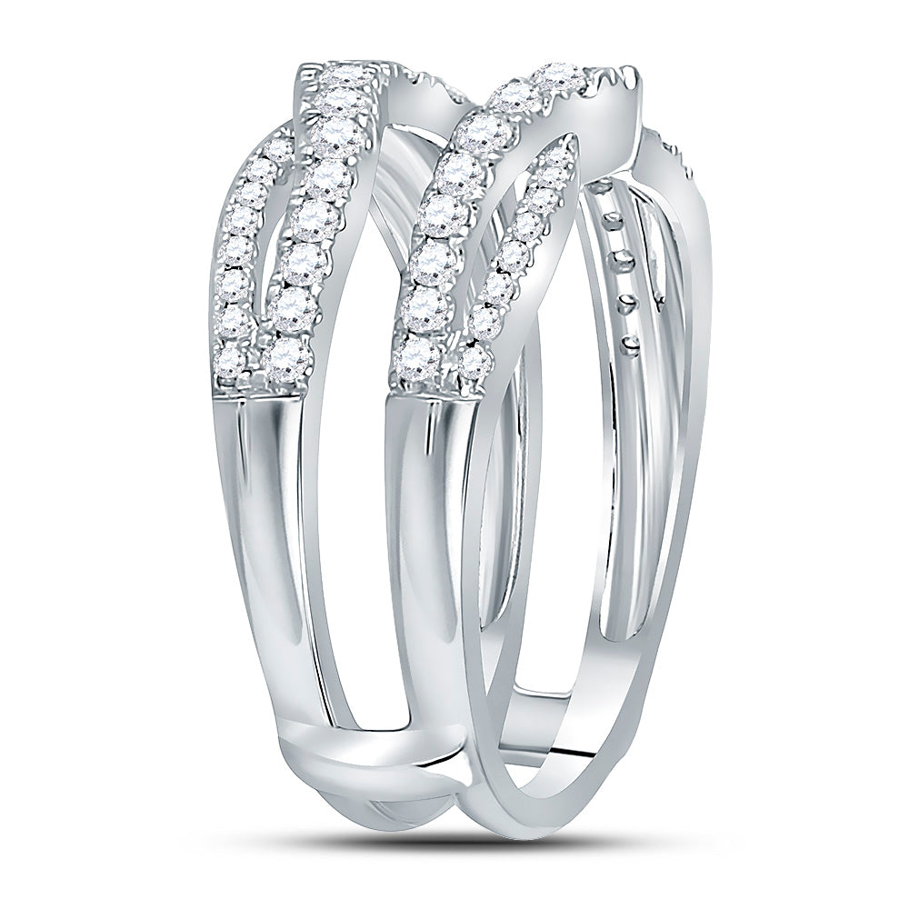 14K White Gold Womens Round Diamond Wrap Ring Guard Enhancer 5/8 Cttw, Womens Size: 5-10
