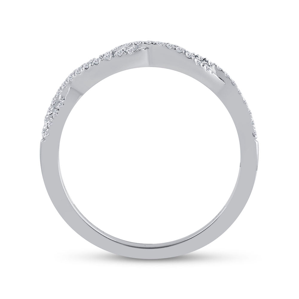 14K White Gold Womens Round Diamond Twist Stackable Band Ring 1/6 Cttw, Womens Size: 5-10