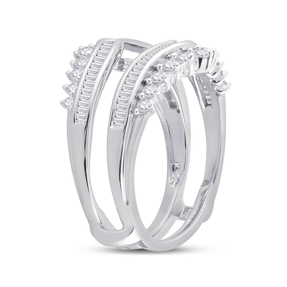 14K White Gold Womens Round Diamond Wedding Wrap Ring Guard Enhancer 3/4 Cttw, Womens Size: 5-10