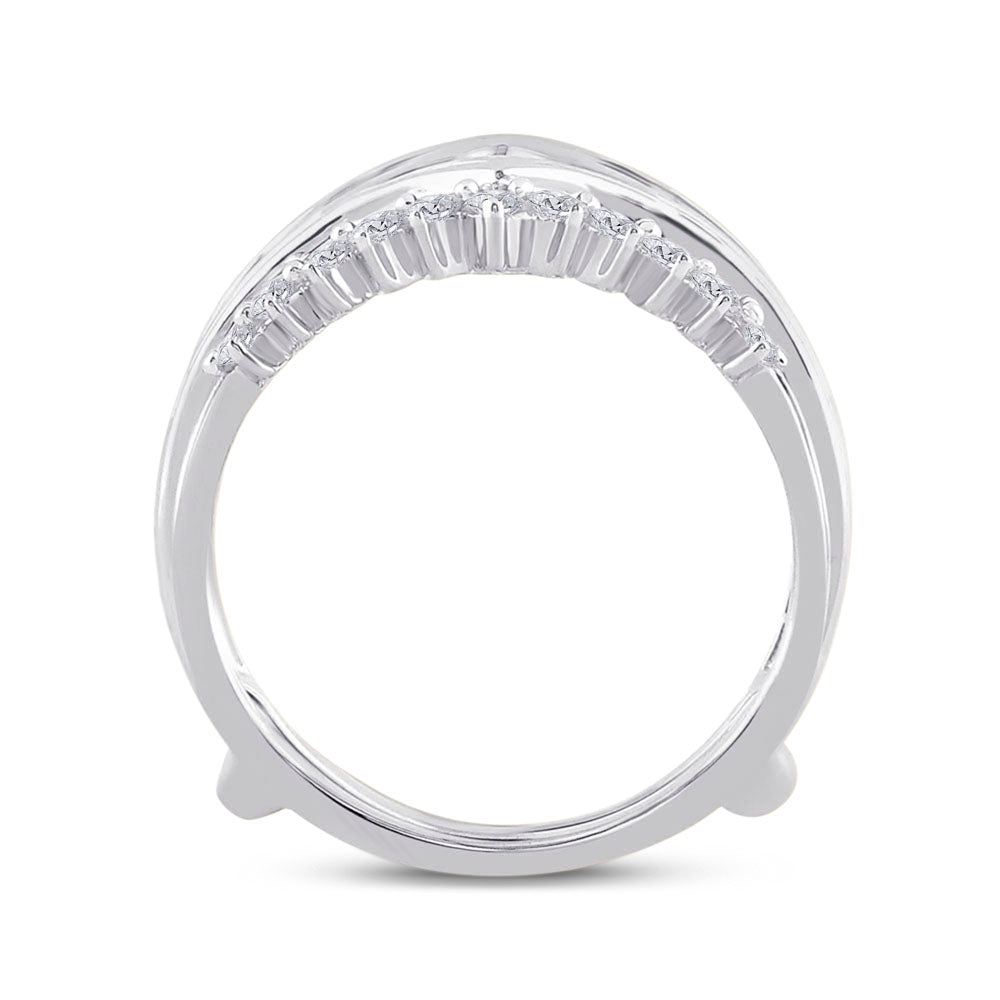 14K White Gold Womens Round Diamond Wedding Wrap Ring Guard Enhancer 3/4 Cttw, Womens Size: 5-10