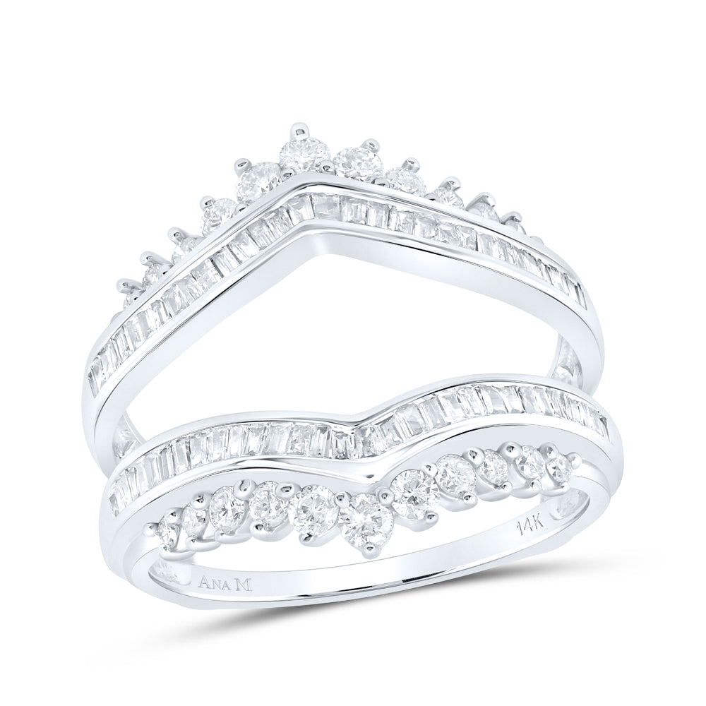 14K White Gold Womens Round Diamond Wedding Wrap Ring Guard Enhancer 3/4 Cttw, Womens Size: 5-10