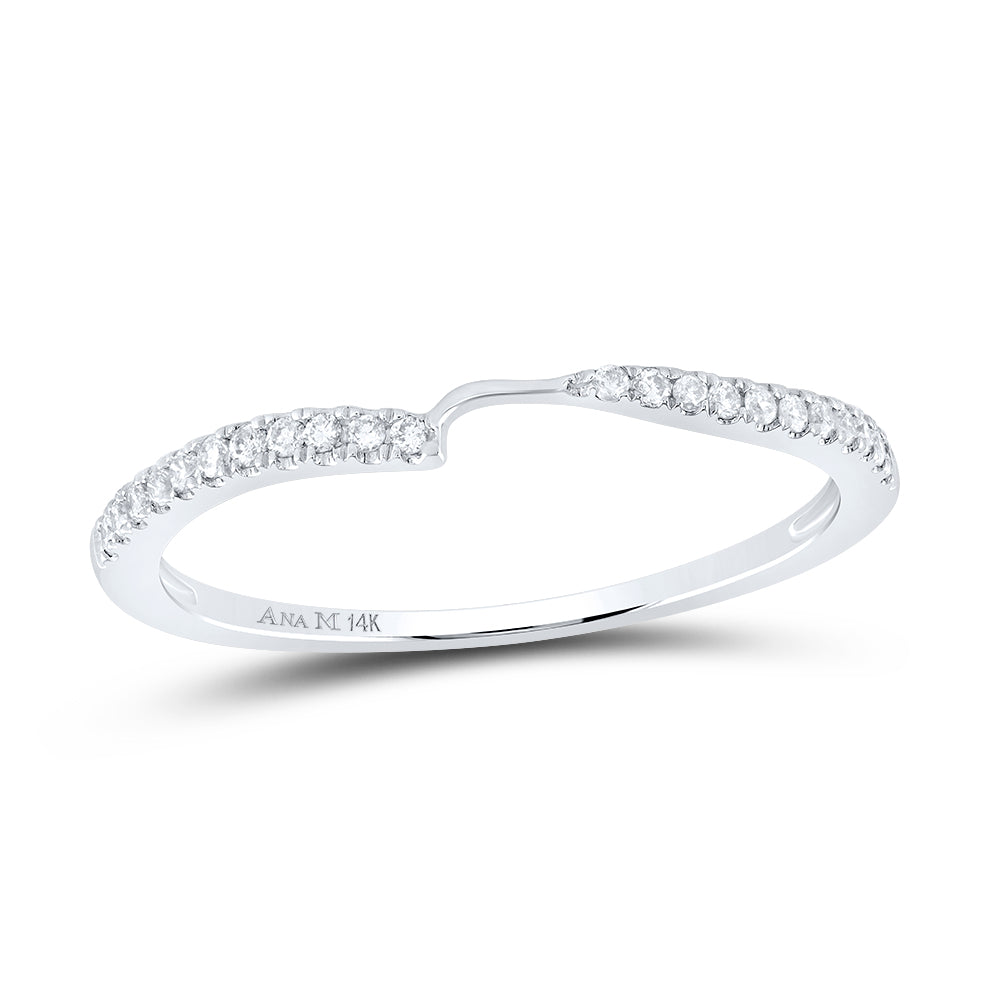 14K White Gold Womens Round Diamond 2-stone Wedding Band 1/4 Cttw, Womens Size: 5-10