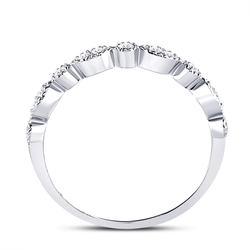 10K White Gold Womens Round Diamond Marquise Dot Stackable Band Ring 1/6 Cttw, Womens Size: 5-10