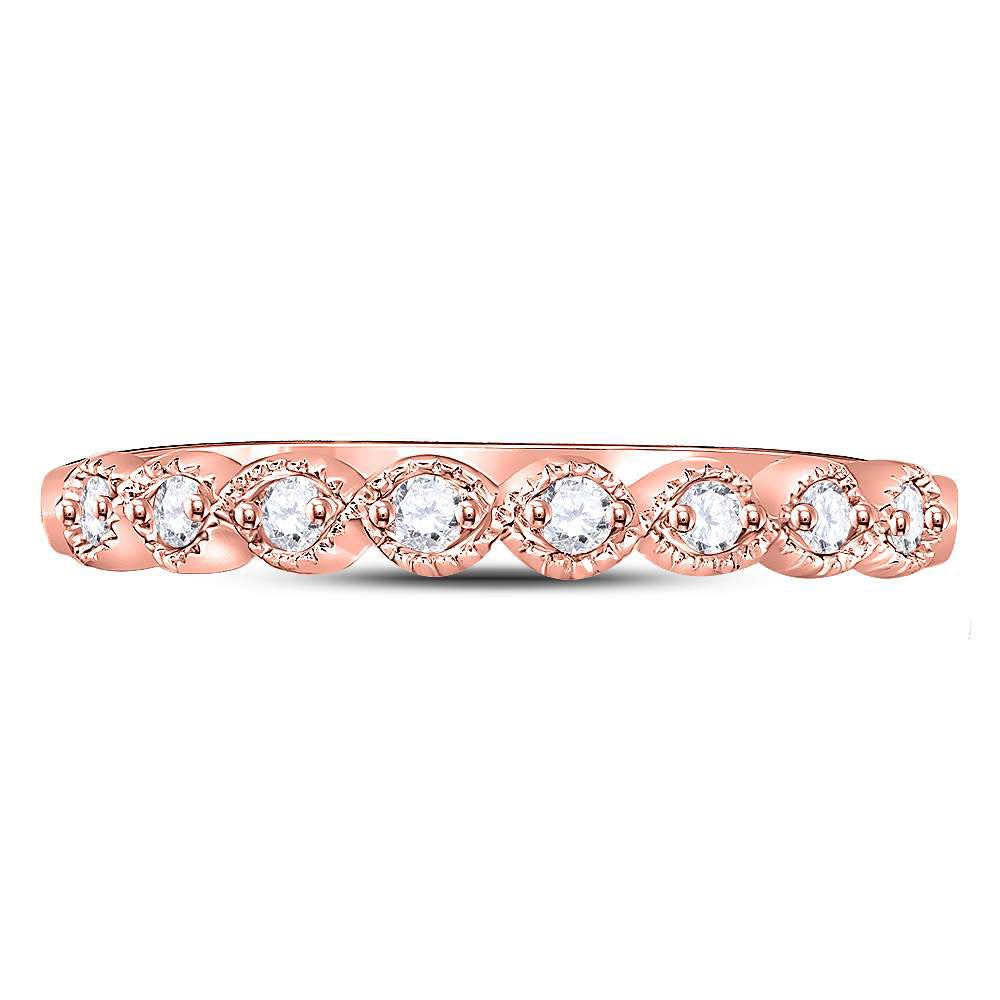 10K Yellow Or White Or Rose Gold Womens Round Diamond Stackable Band Ring , Womens Size: 5-10