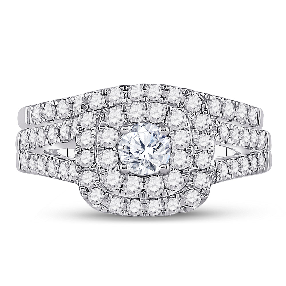 14K Two-tone Gold Round Diamond Bridal Wedding Ring Band Set 1-1/4 Cttw, Womens Size: 5-10