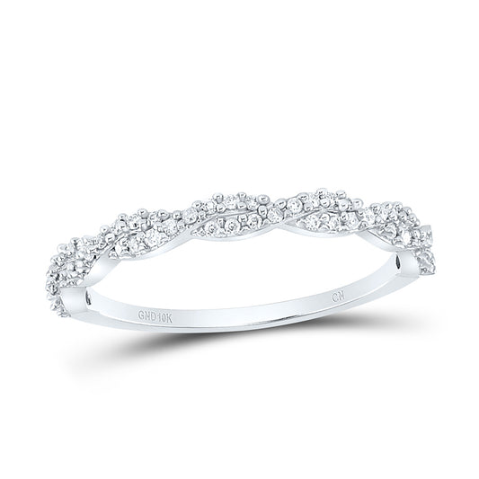 10kt White Gold Womens Round Diamond Twist Wedding Engagement Anniversary Stackable Band Ring 1/6 Cttw, Women Size: 5-9